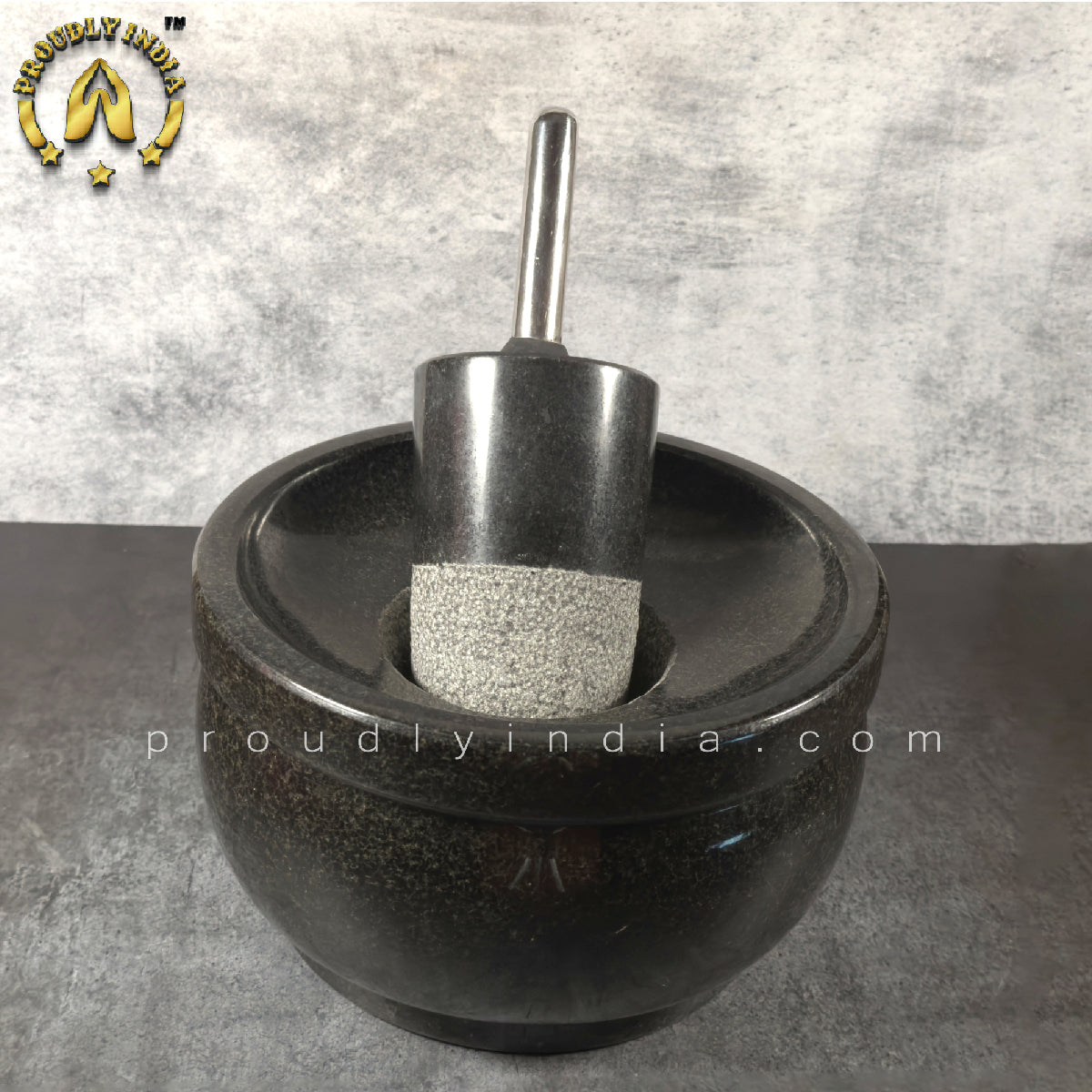10 Inch Black Granite Aatukal | Manual Hand Grinder | Molcajete