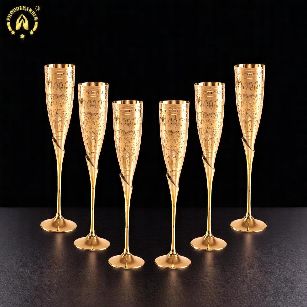 Set of 6 Champagne Wine Flute Glass