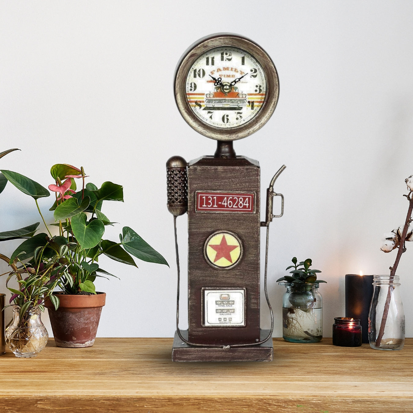 Vintage Pump Station Iron Table Clock