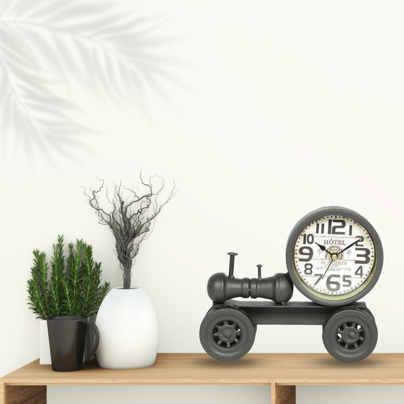 Cannon Rustic Vintage Table Clock In Black Iron