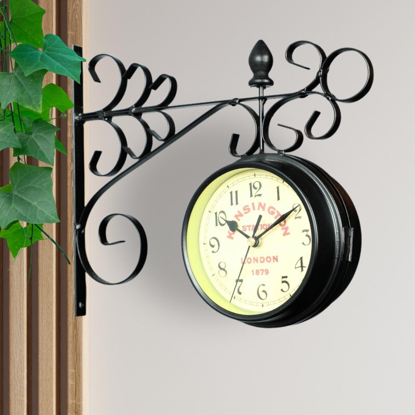 Black Flower Bracket Victorian Double Sided Wall Clock
