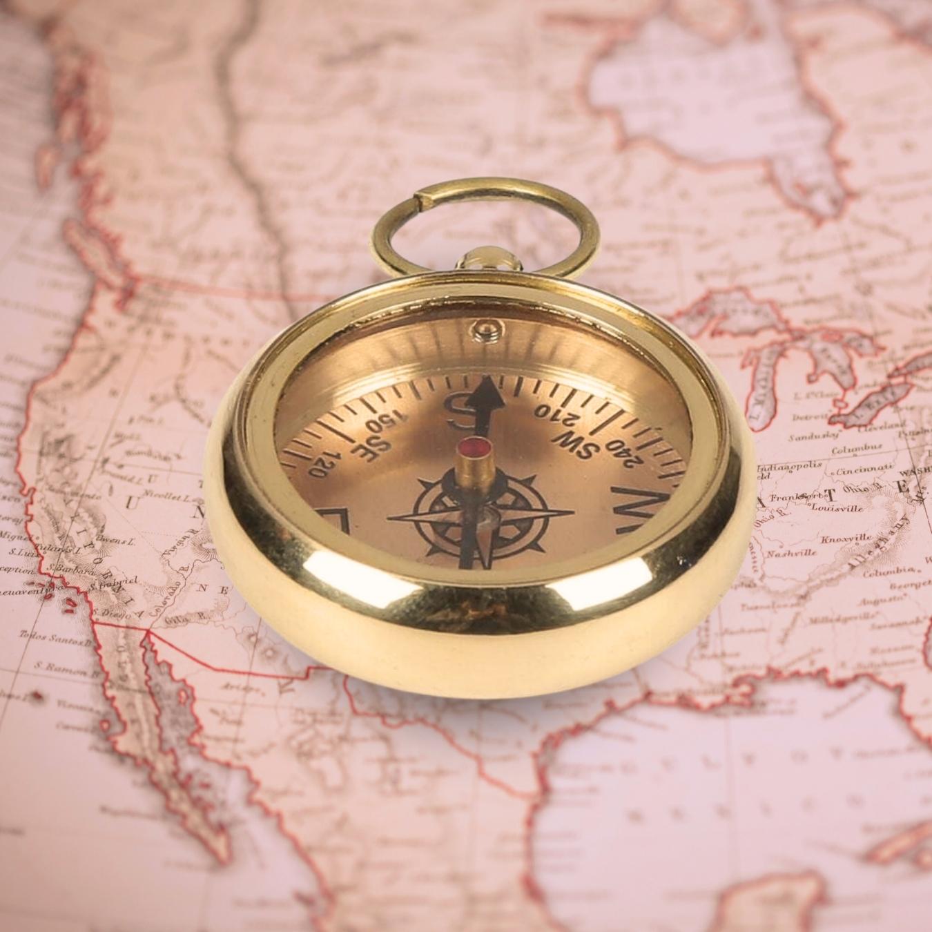 Gold Finish Brass Nautical Compass
