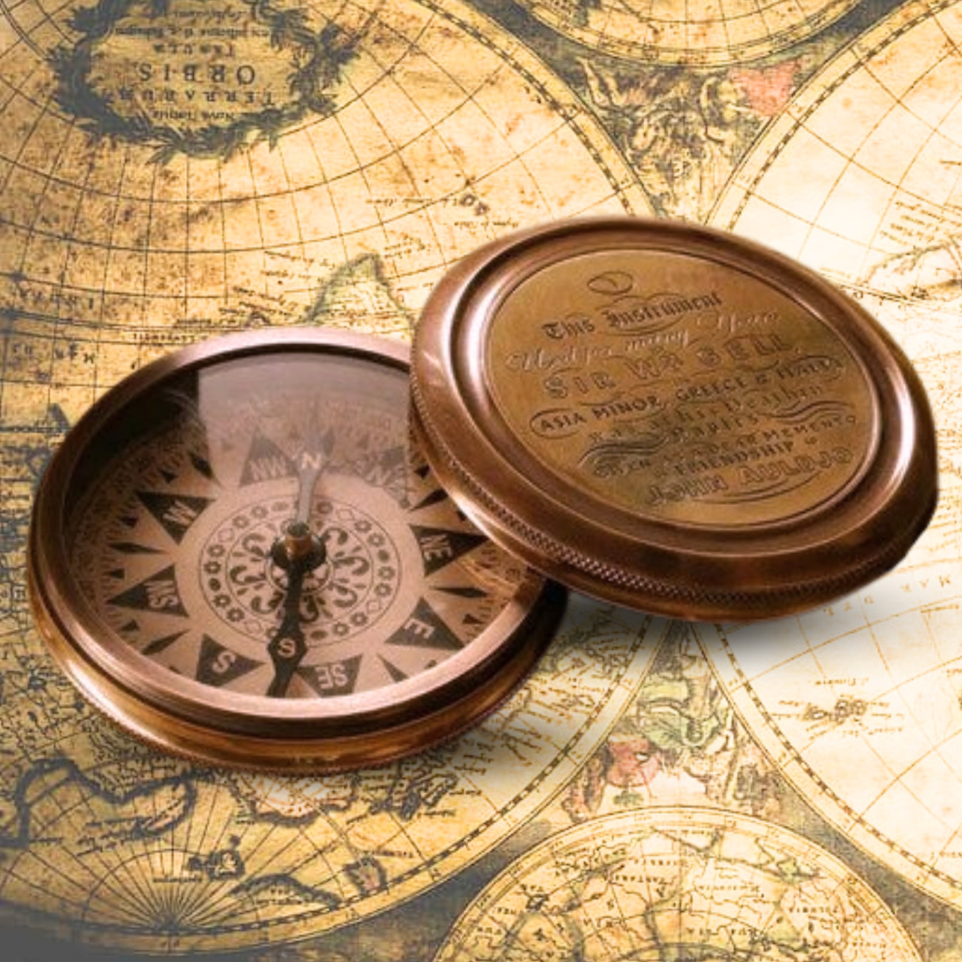 Brass Gold WM Gell Compact Compass