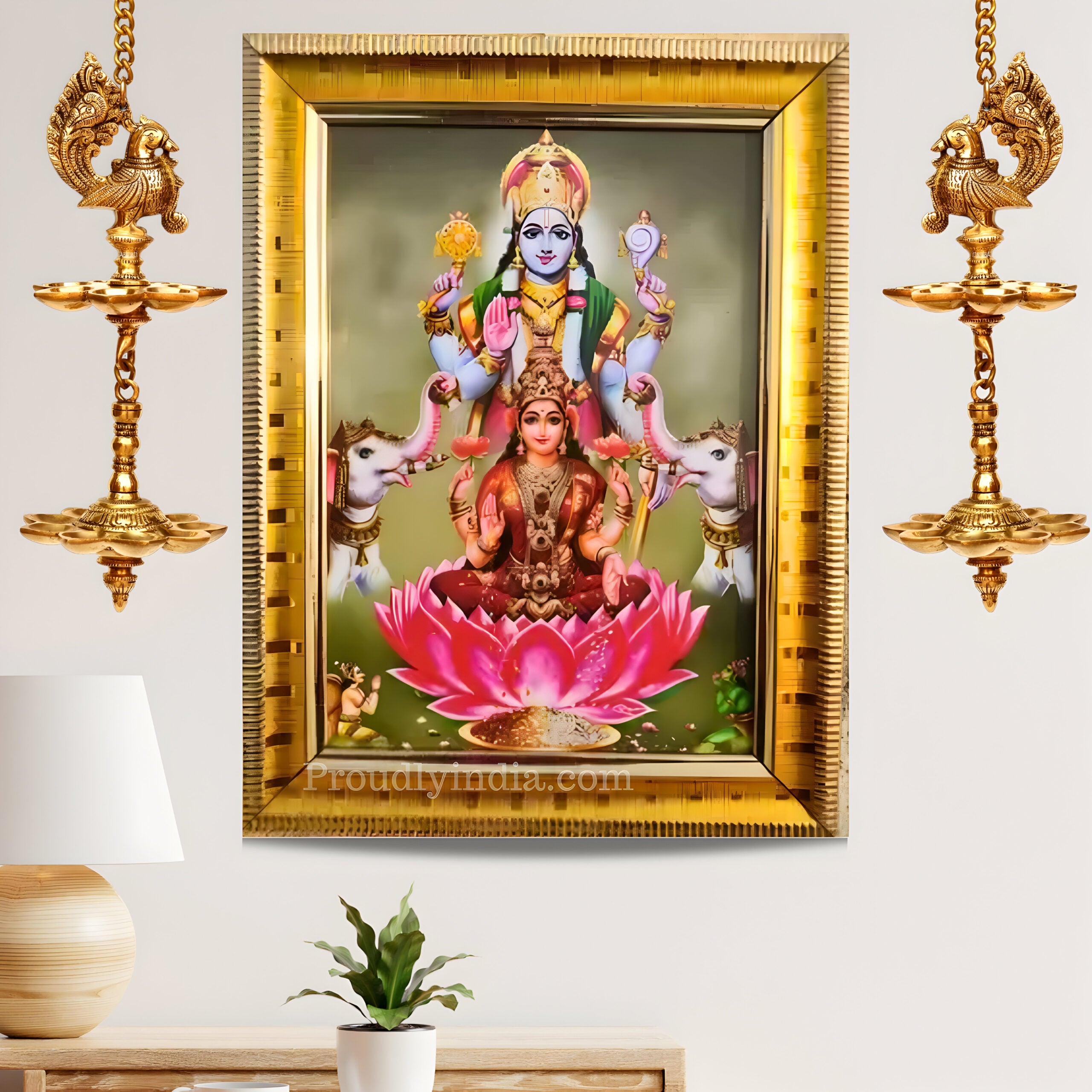 Vishnu Lakshmi God Religious Frame