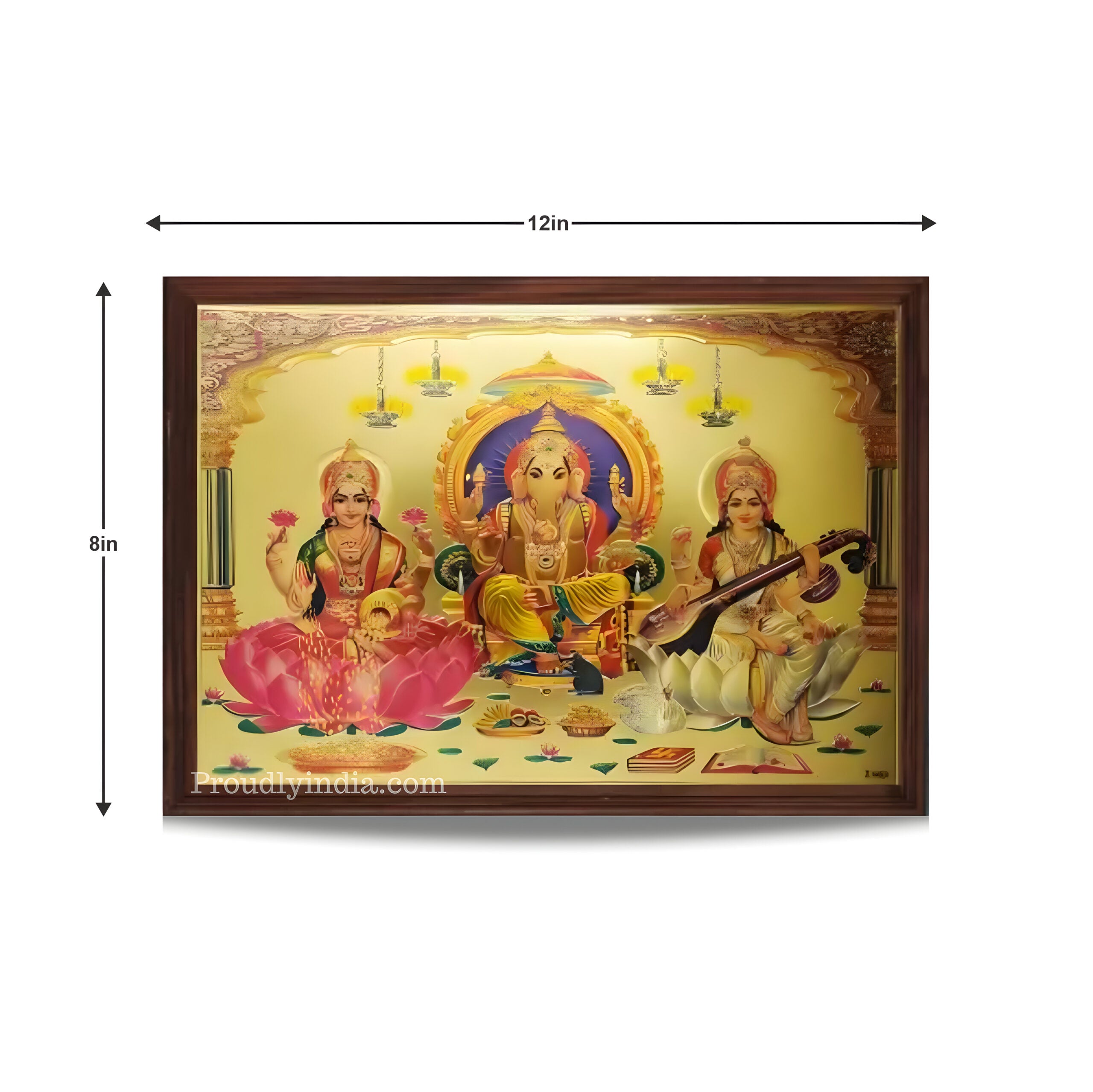 Lakshmi ganesha and saraswati Idol Religious Frame