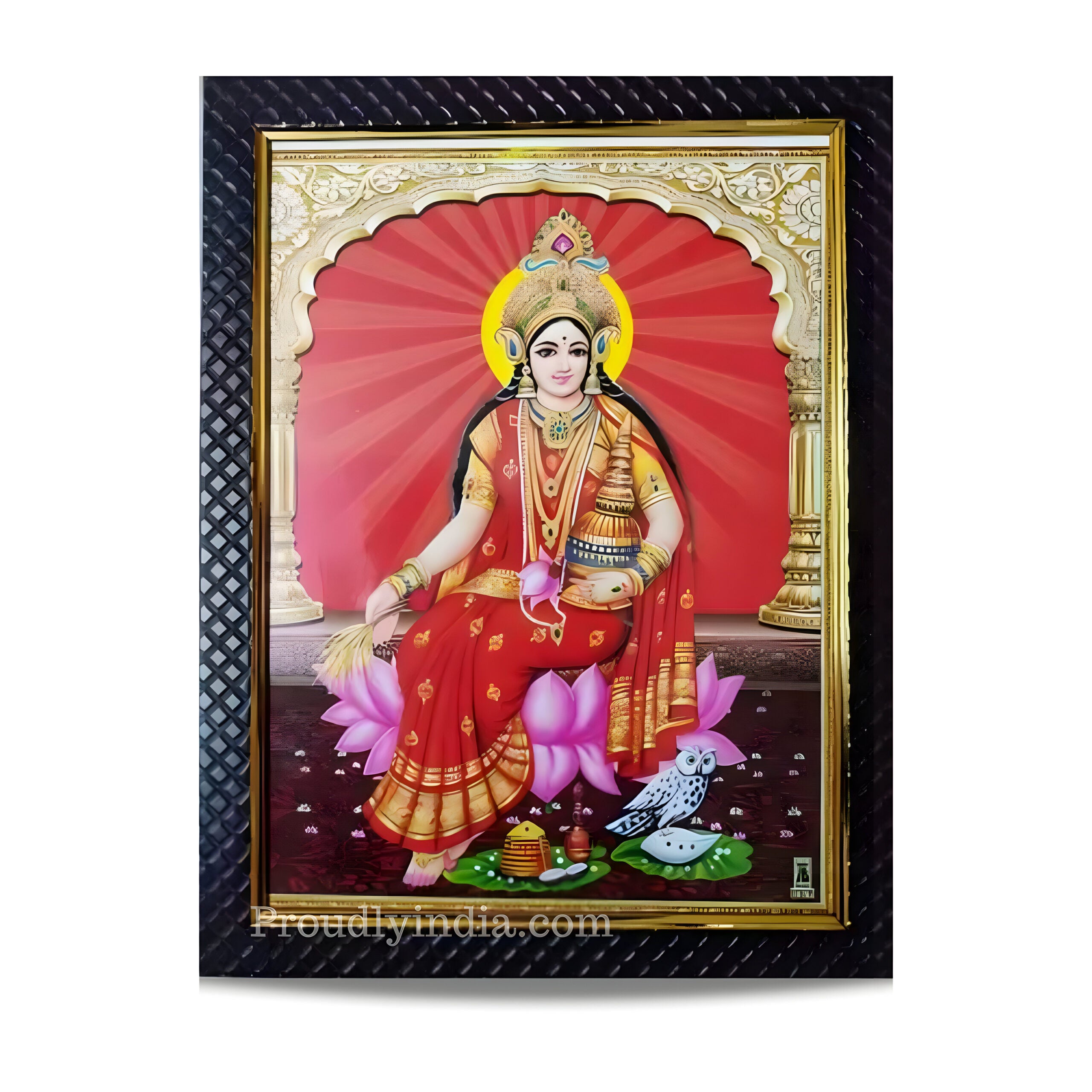 Goddess Lakshmi with Owl religious frame