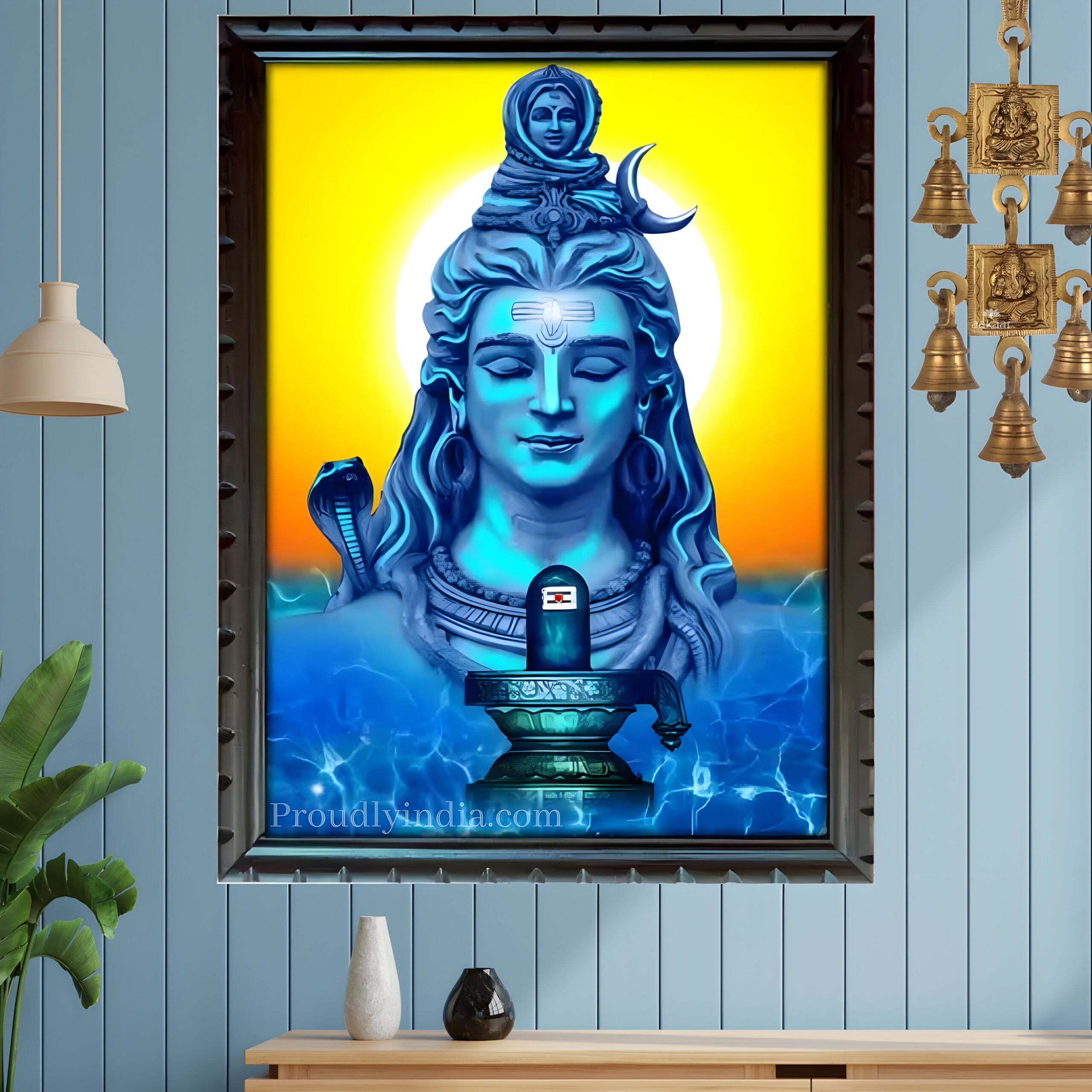 Shiva Photo With Wood Frame