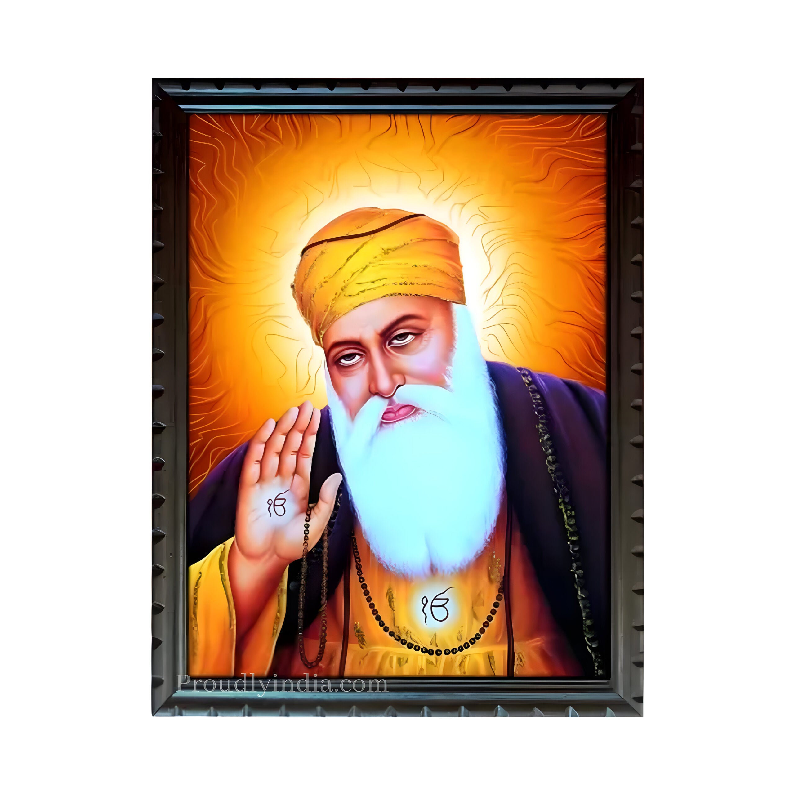 Lord Guru Nanak RWith Wood Frame