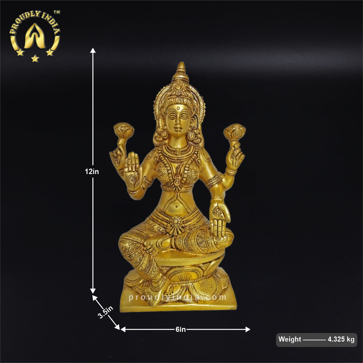 12" Brass Goddess Lakshmi Statue