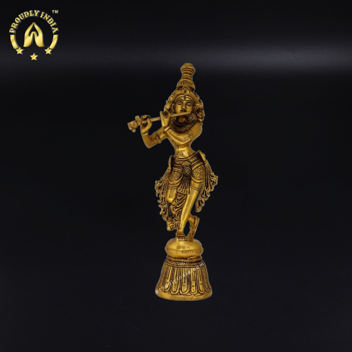 11" Brass Shri Krishna With Flute Statue