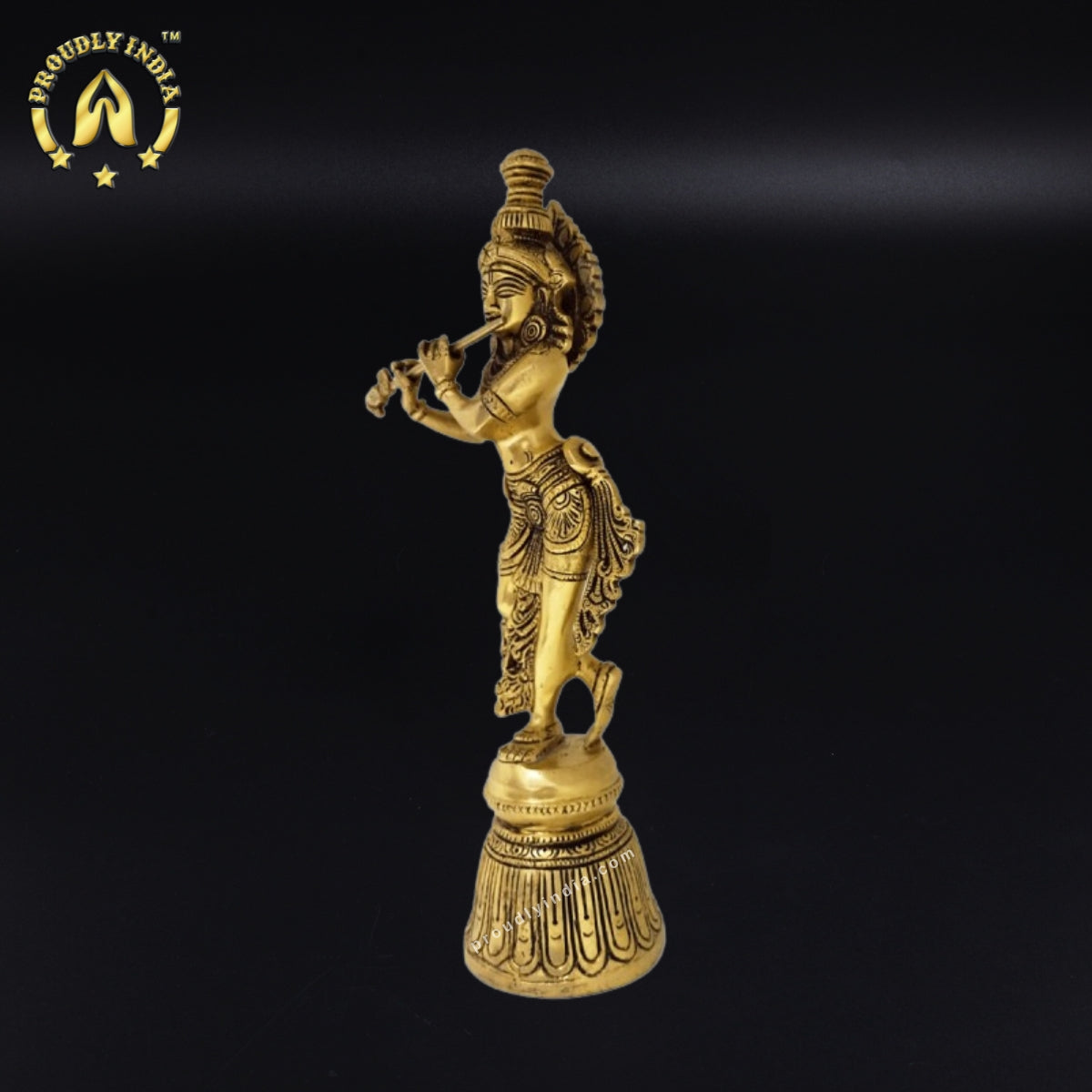 11" Brass Shri Krishna With Flute Statue