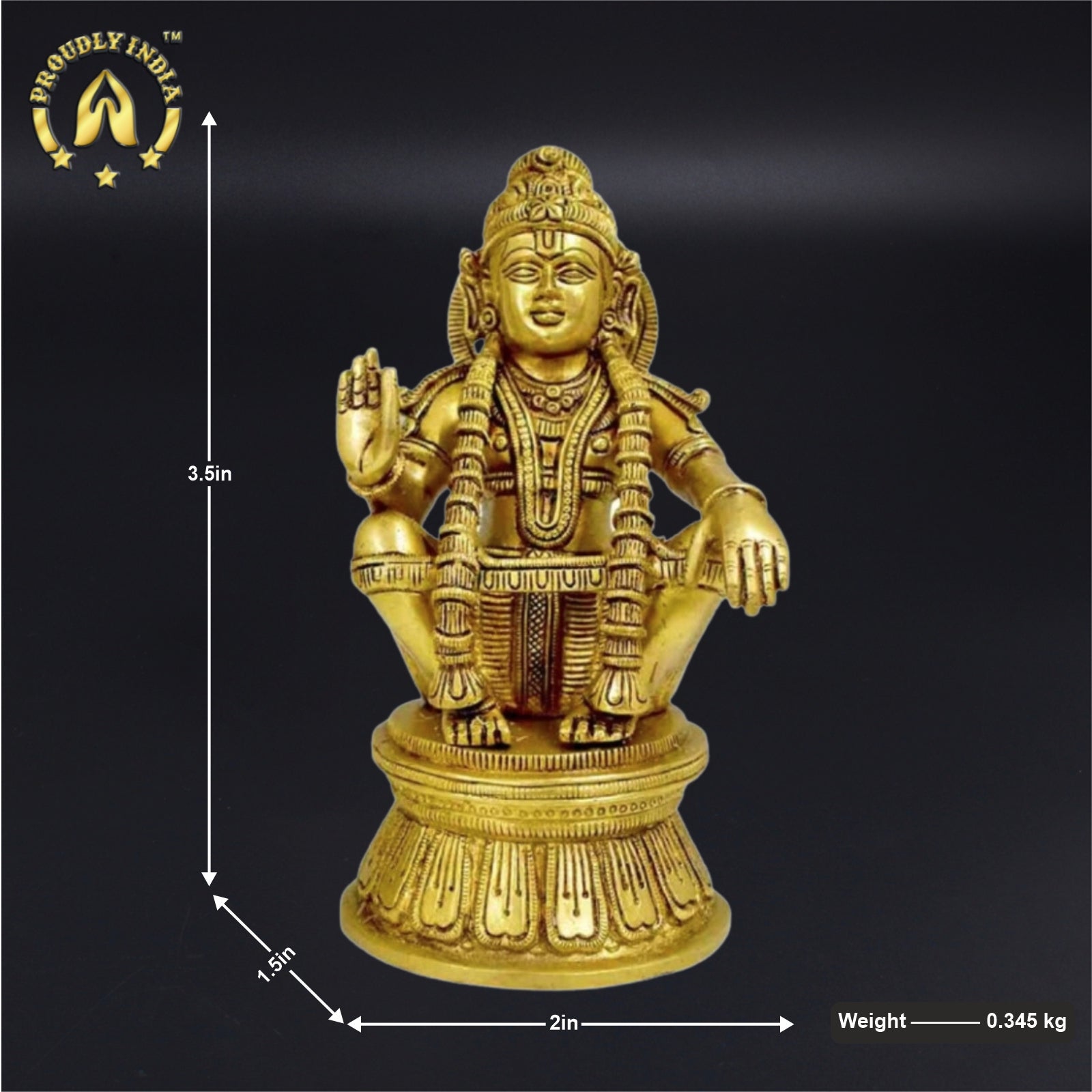 3.5" Brass Ayyappan Swamy Statue