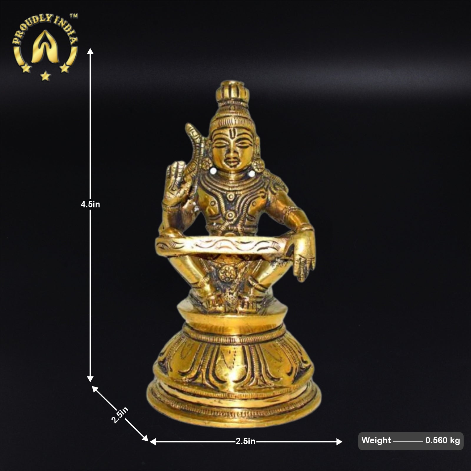 4.5" Brass Ayyappan Swamy Statue