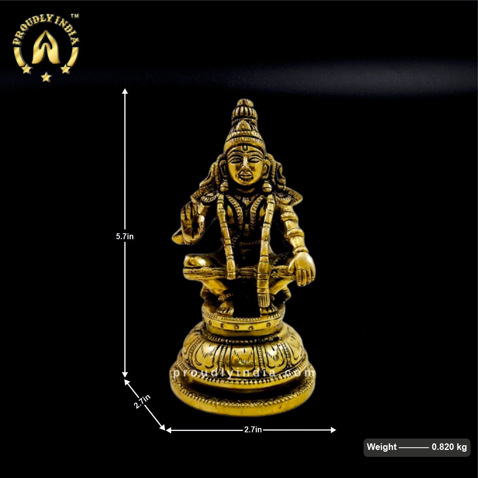 5.7" Brass Sabharimala Ayyappan Idol