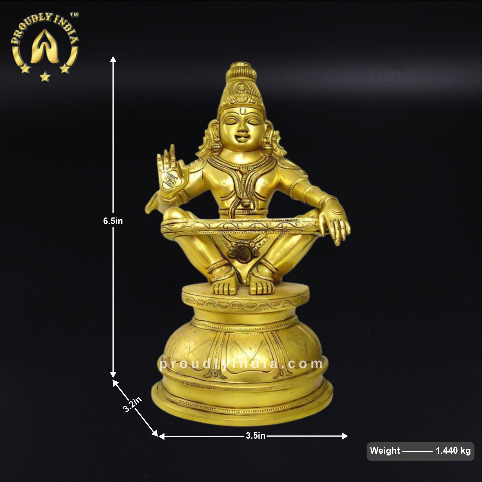 6.5" Brass Ayyappan Swamy Statue