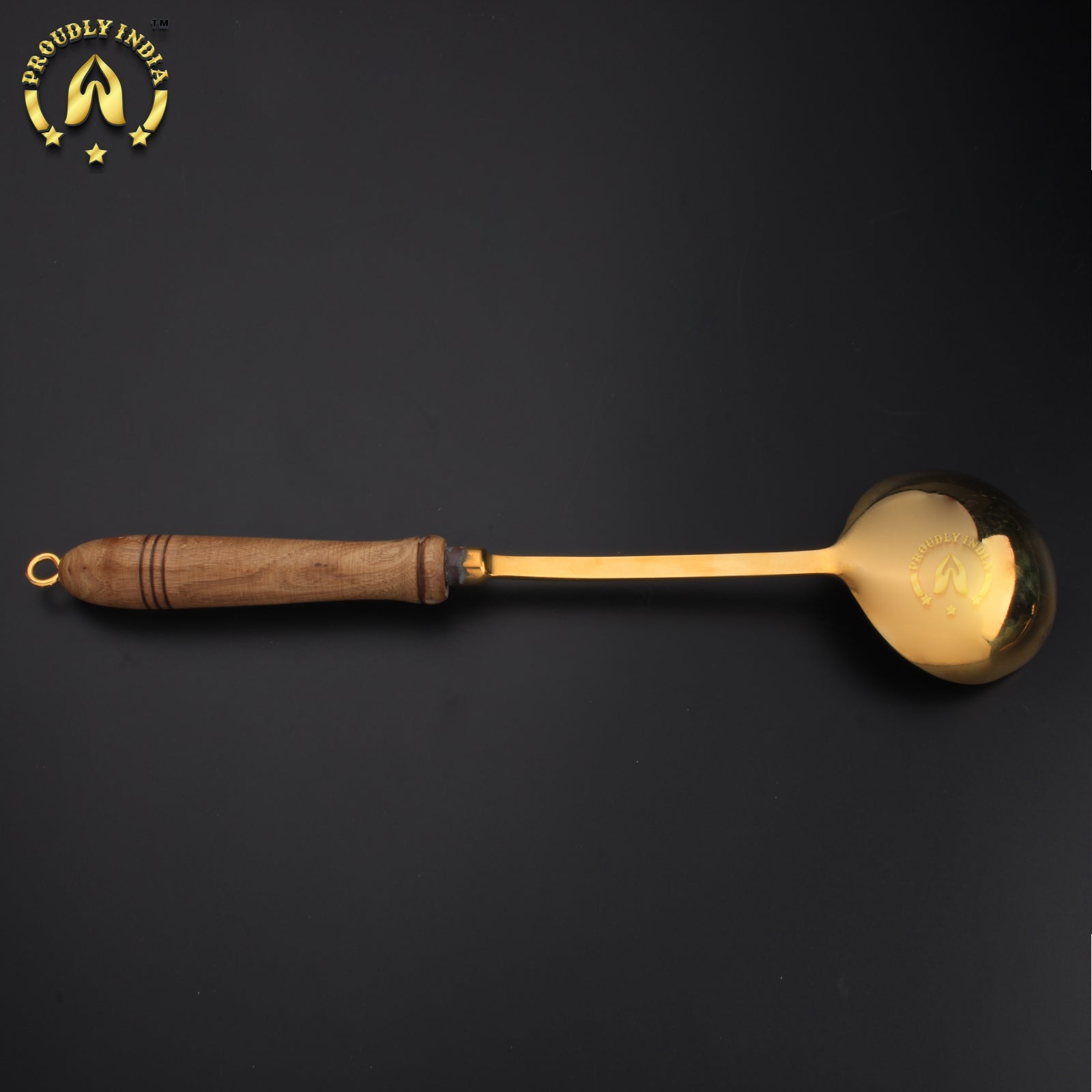 Brass Scoop Ladle with Wooden Handle