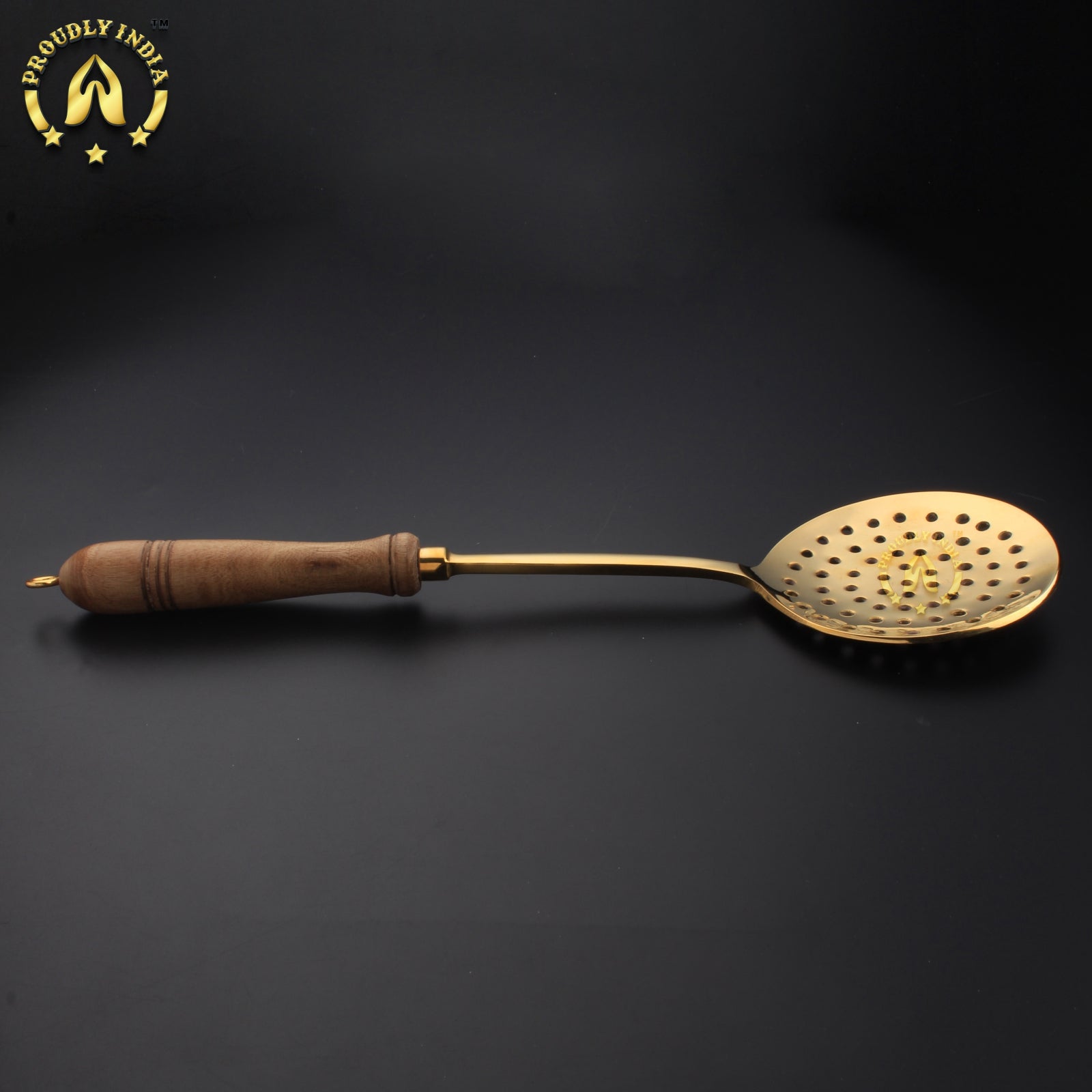 Brass Skimmer With Wooden Handle