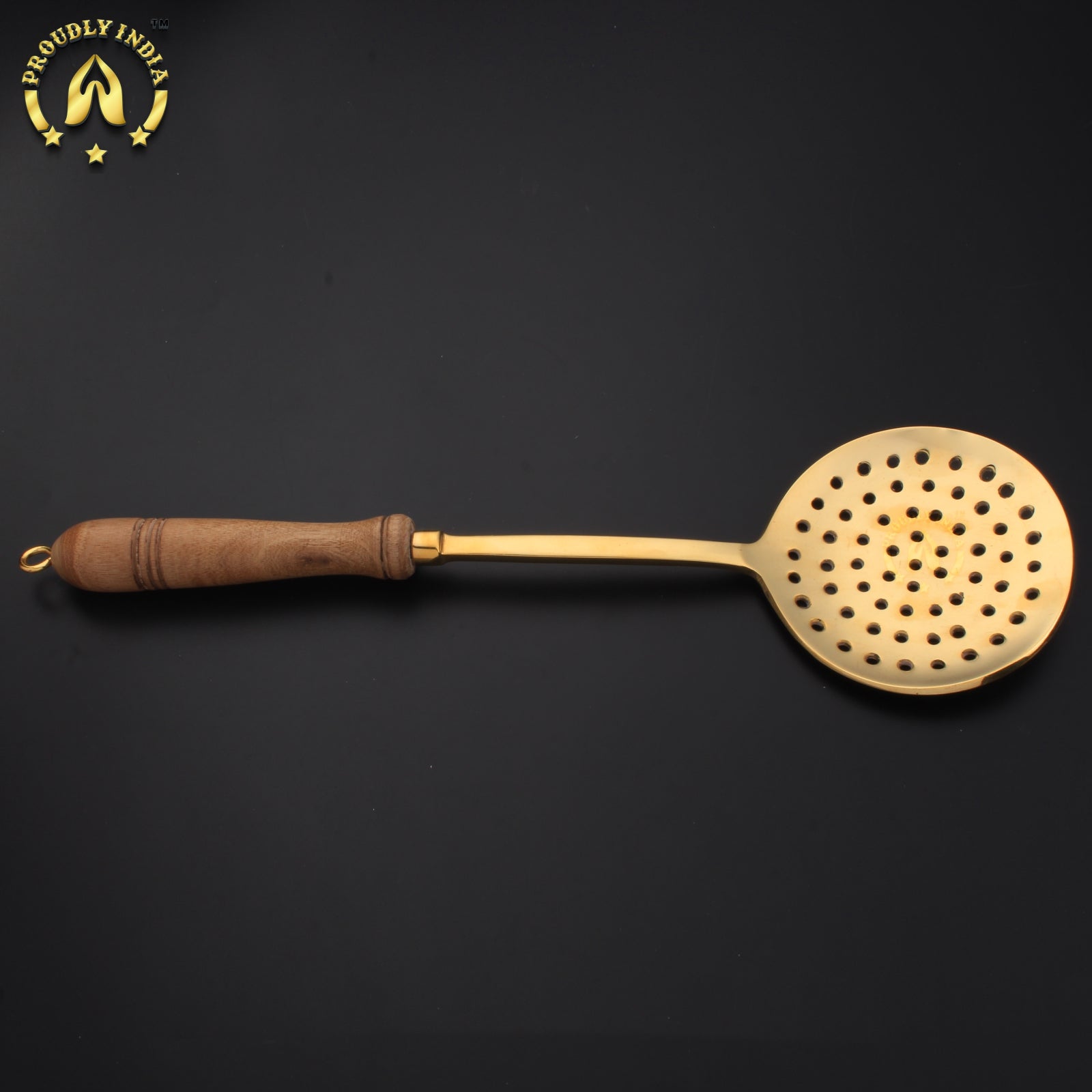 Brass Skimmer With Wooden Handle