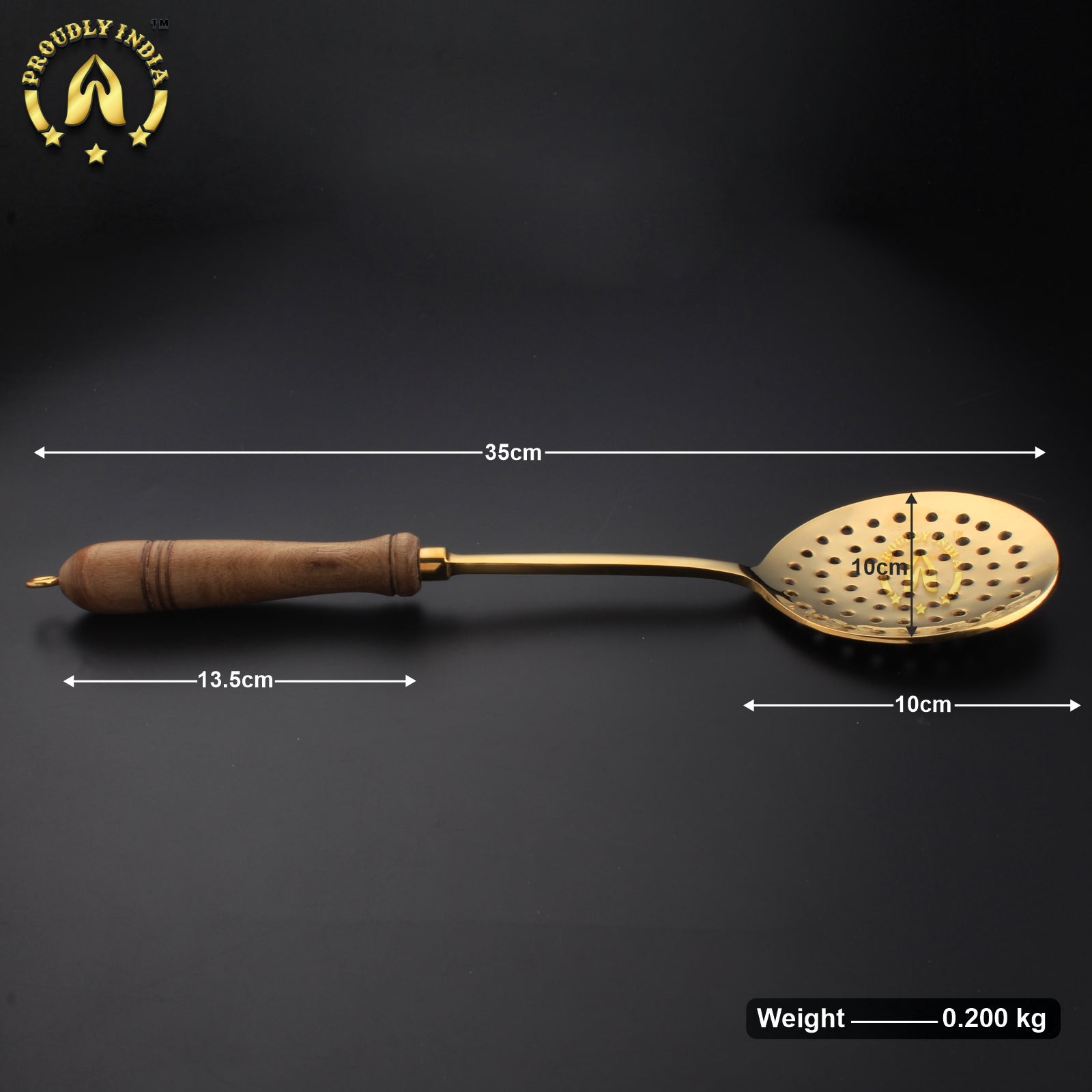 Set of 5 Brass Ladle with Wooden Handle