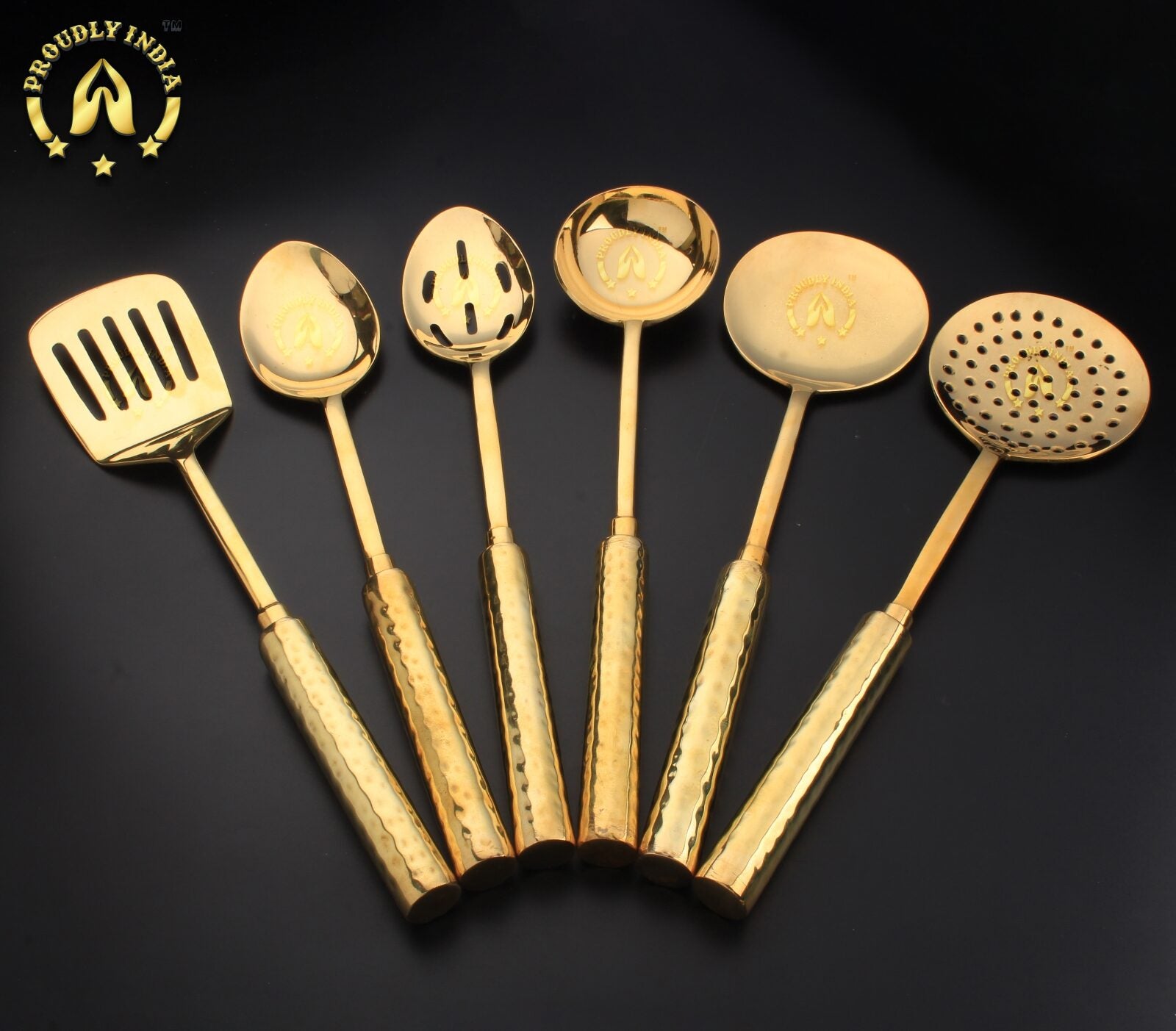 Set of 6 Brass Ladle with Brass Handle