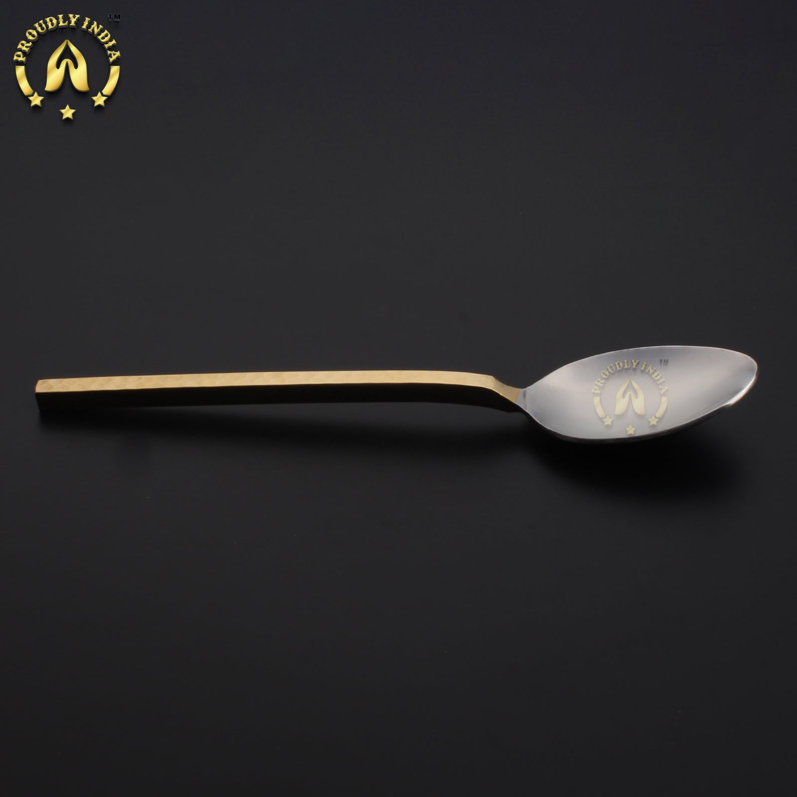 Set Of 8 Brass and Steel Flatware Cutlery Set