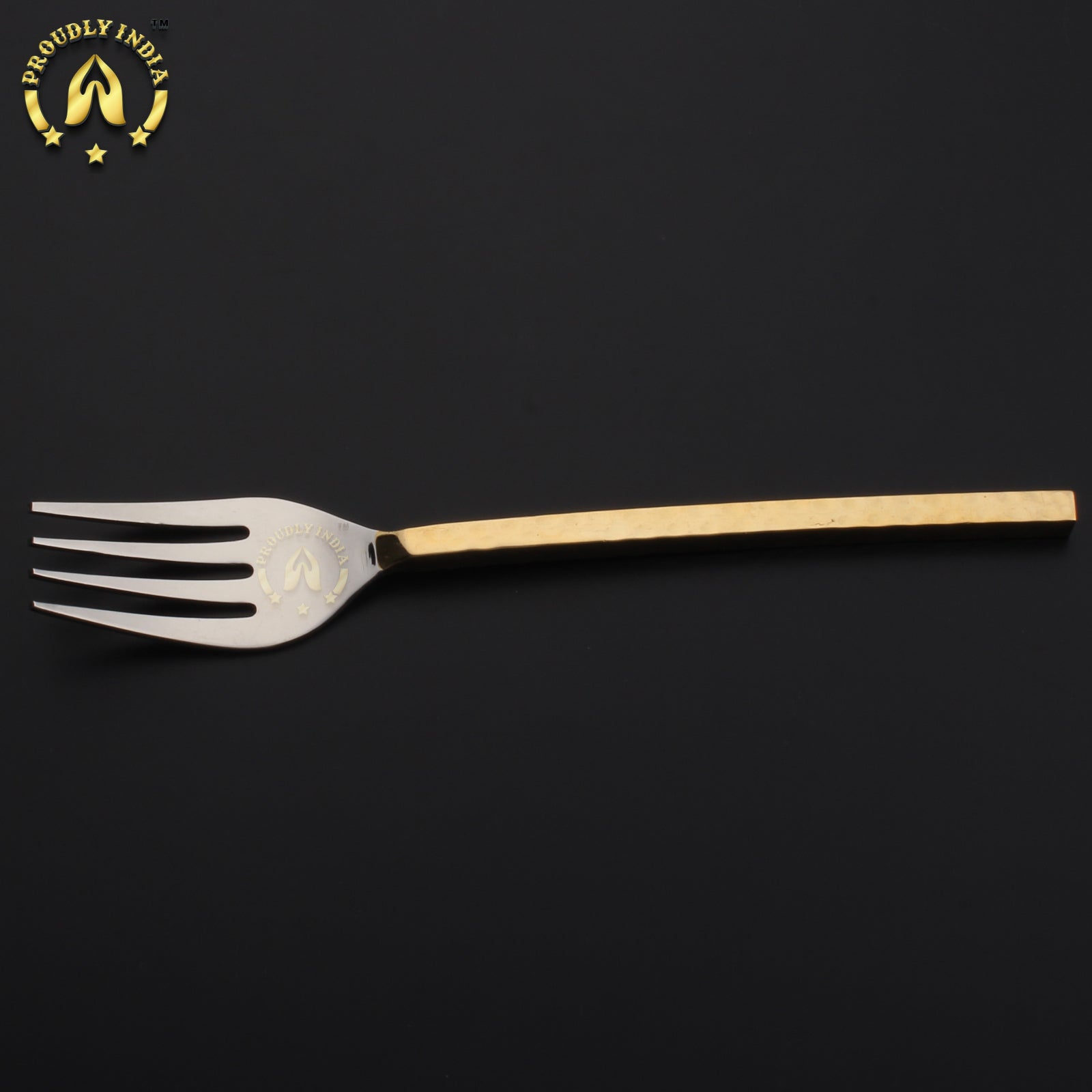 Set Of 8 Brass and Steel Flatware Cutlery Set
