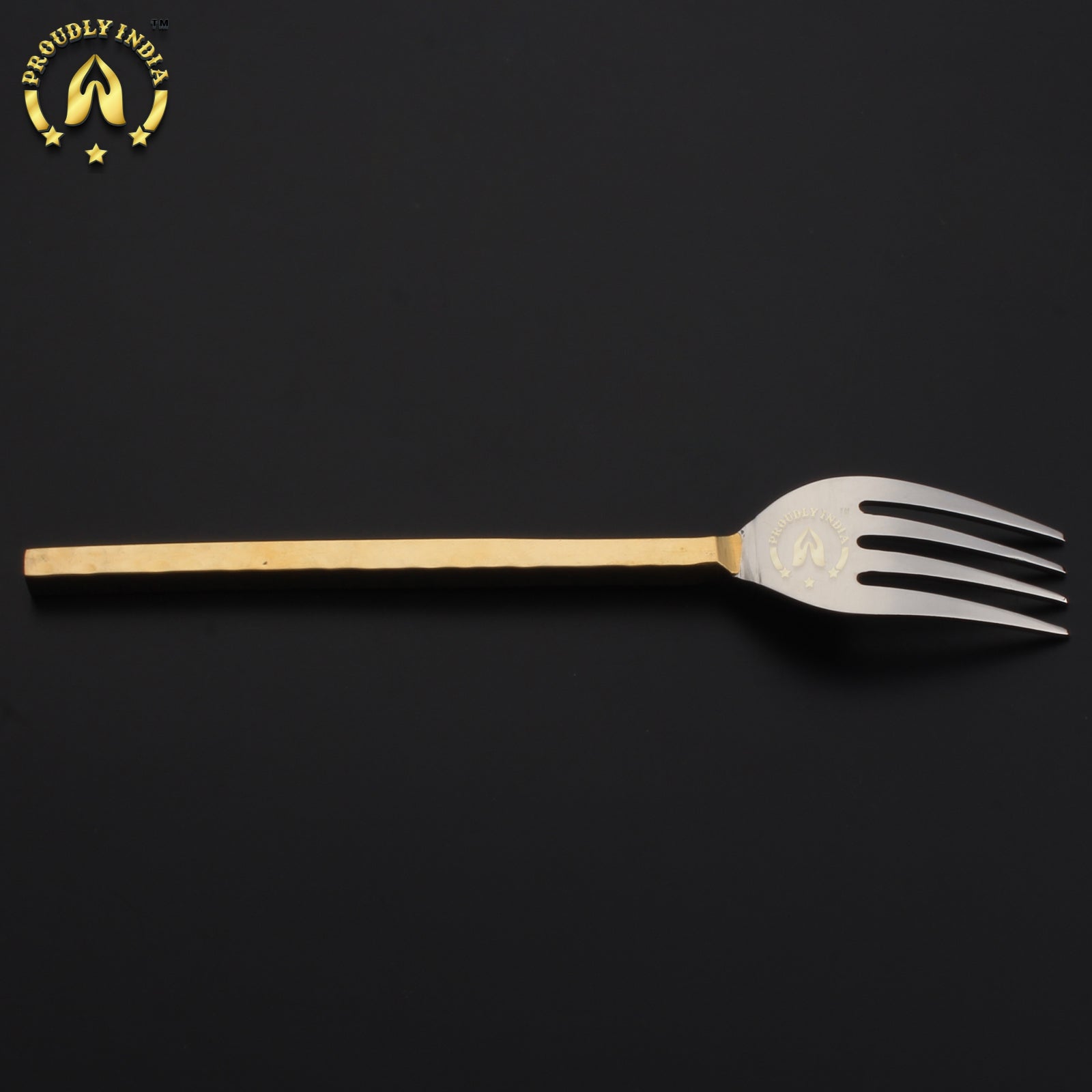 Set Of 8 Brass and Steel Flatware Cutlery Set