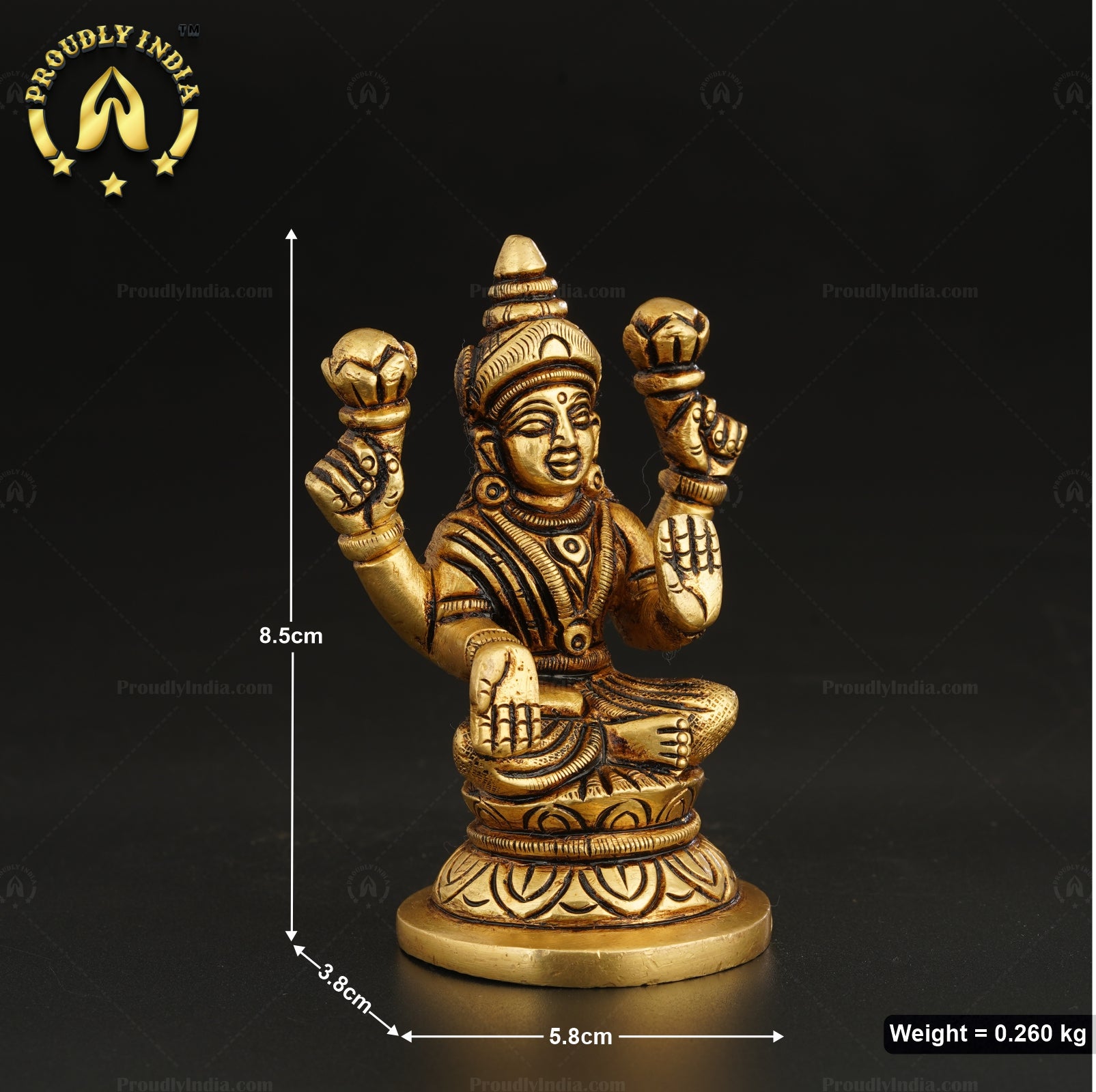 Traditional Brass Goddess Lakshmi Sitting On Lotus Statue