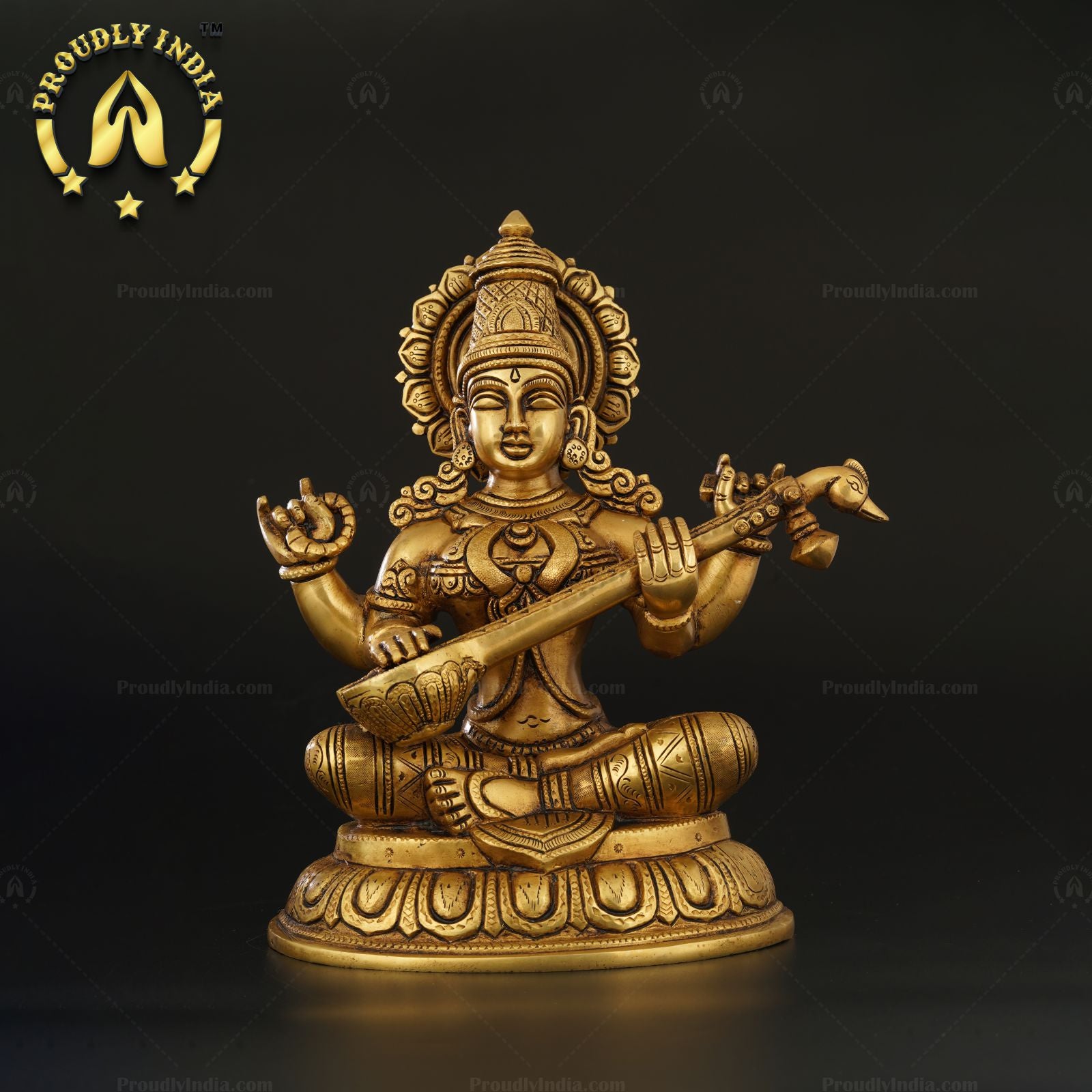 Traditional Brass Saraswati Devi Statue