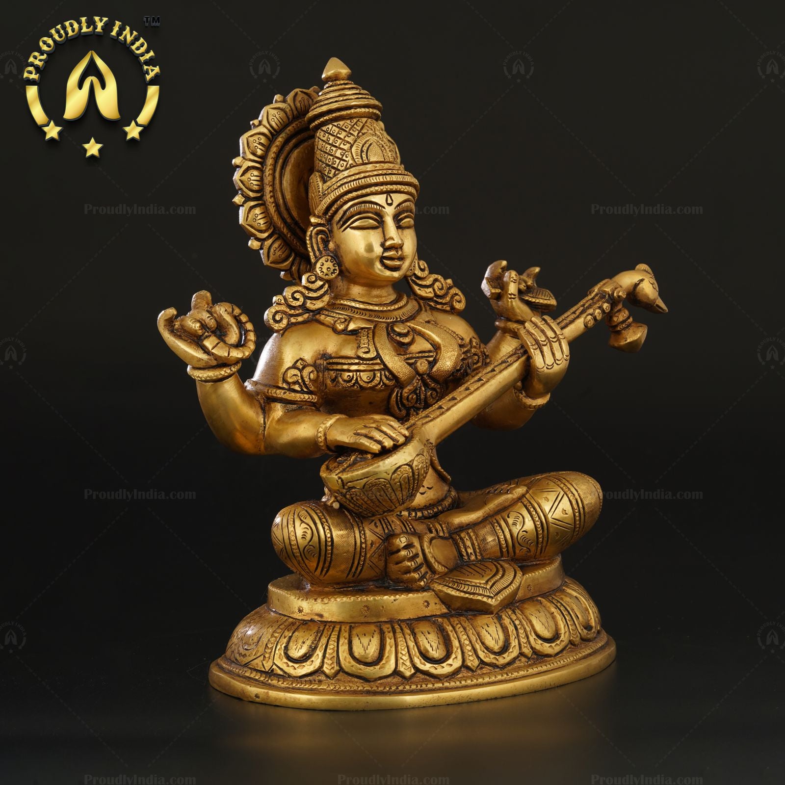 Traditional Brass Saraswati Devi Statue