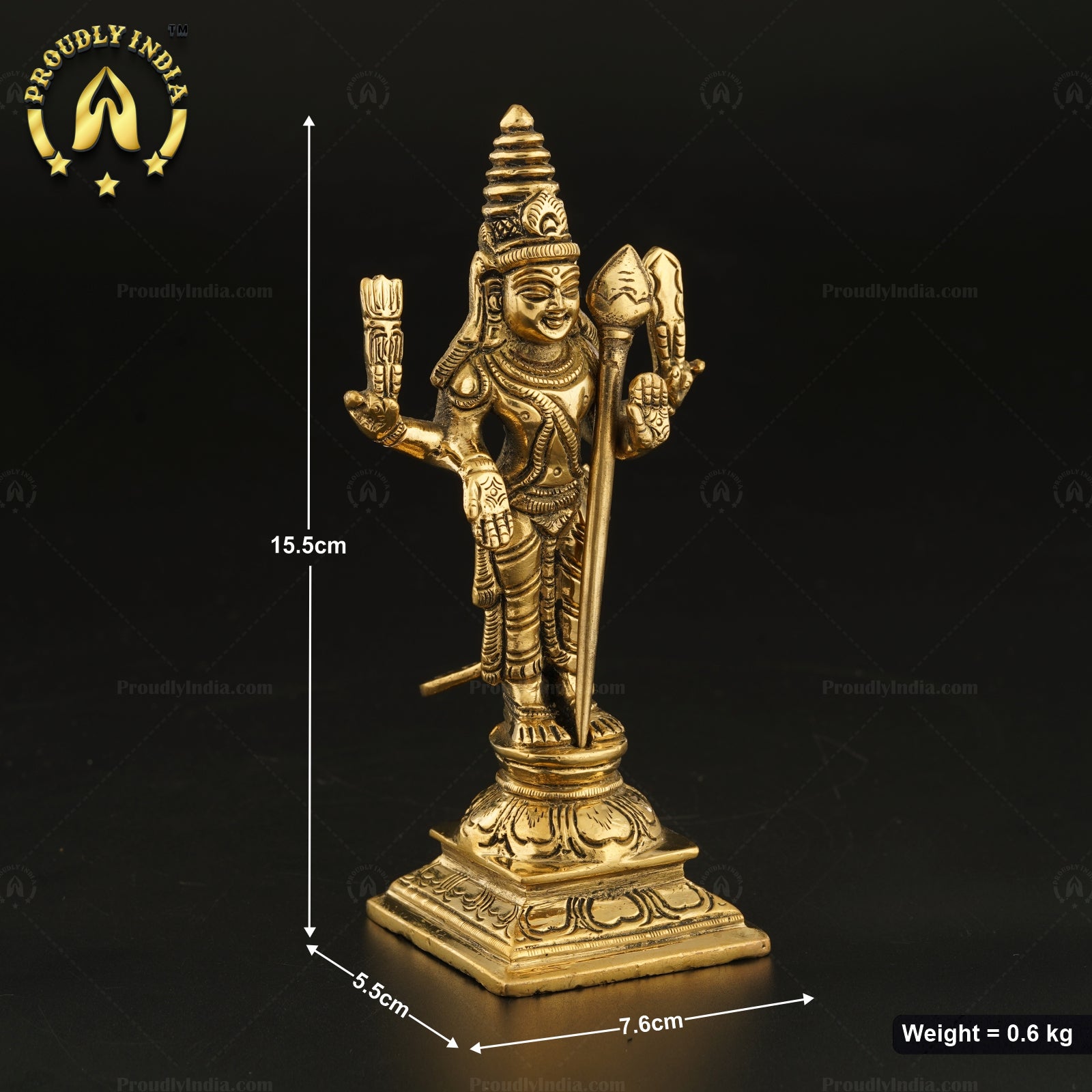 6" Statue Of Murugan with Peacock