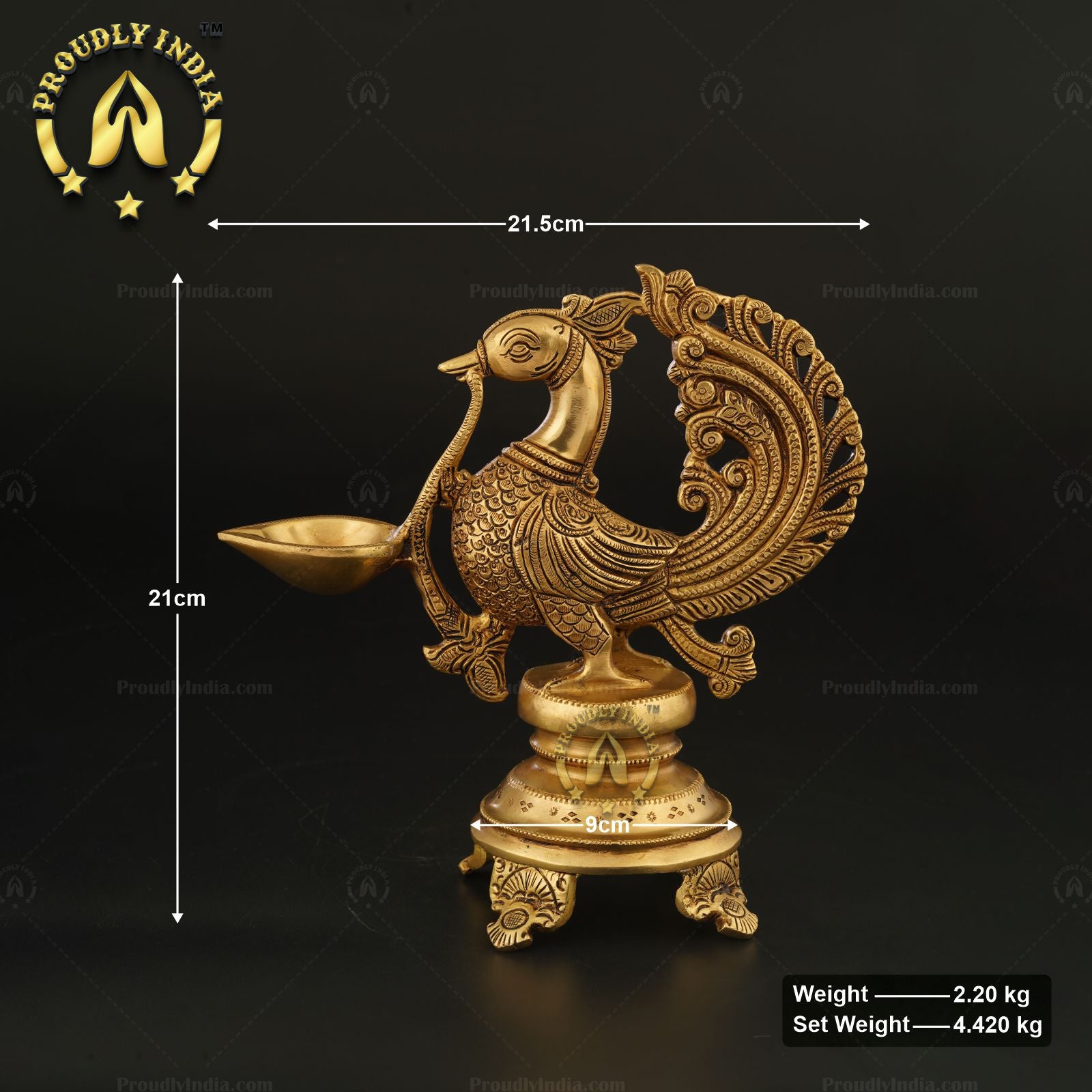 Traditional Brass Handmade Peacock Wick Puja Lamp