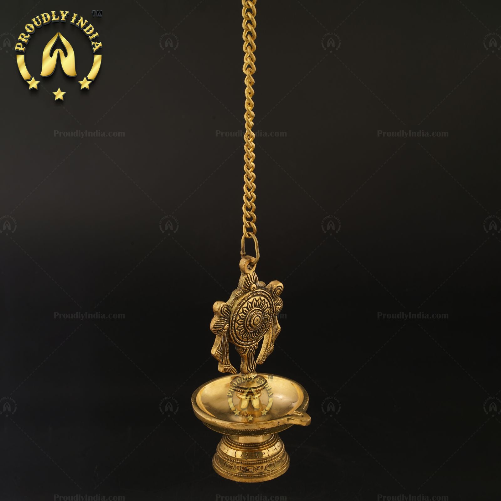 Traditional Brass Wall Hanging Sanghu Chakra Diya Set of 2