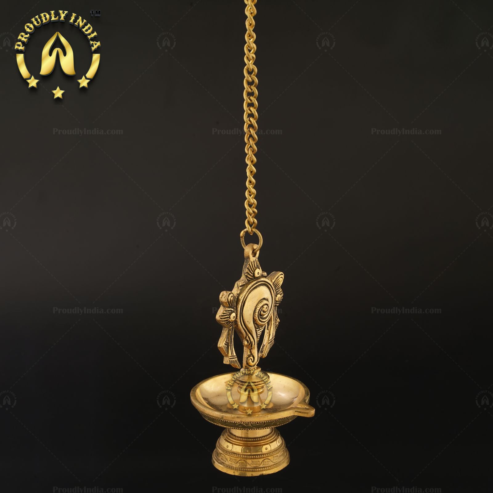Traditional Brass Wall Hanging Sanghu Chakra Diya Set of 2