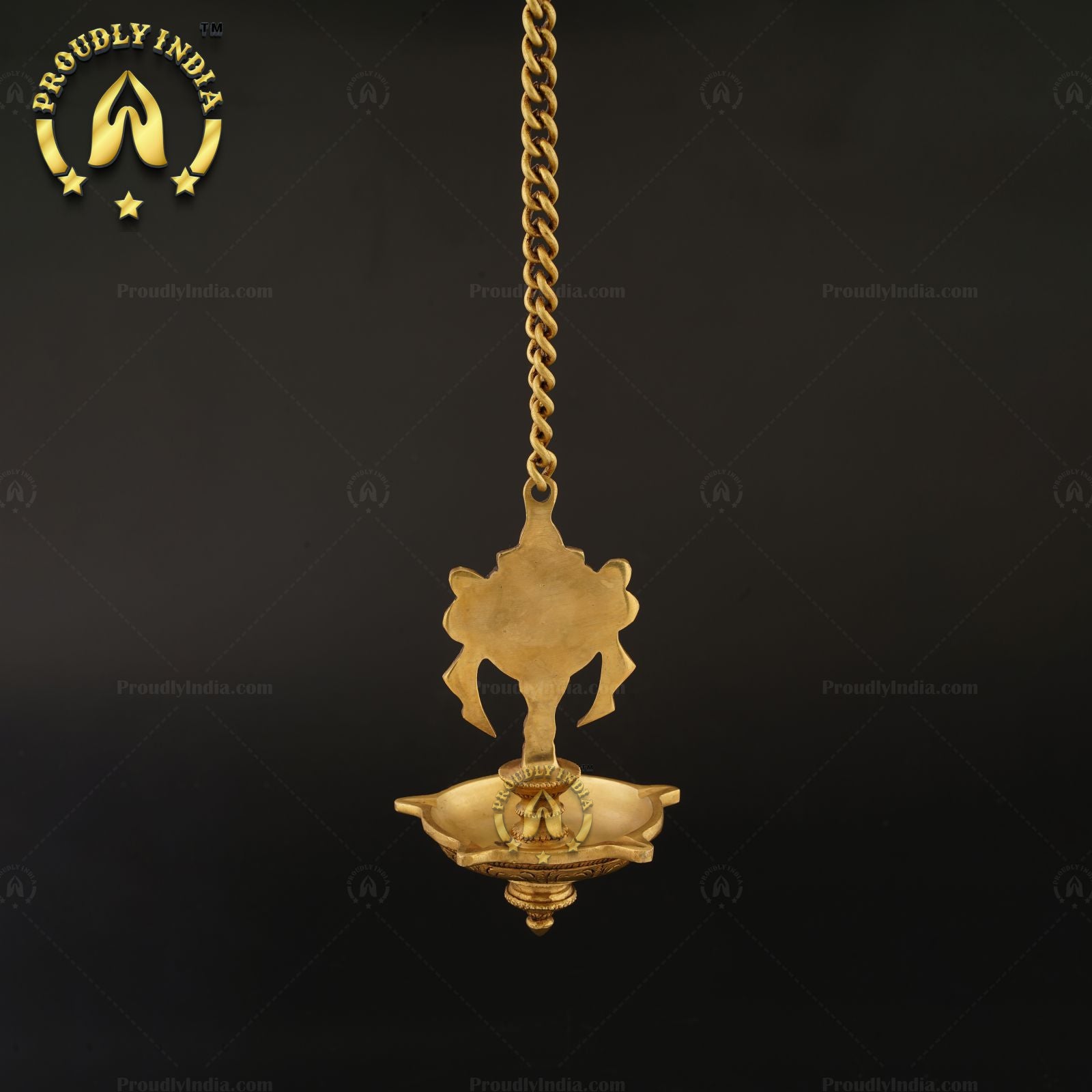 Traditional Brass Wall Hanging 5 Wicks Sangu Chakra Diya.
