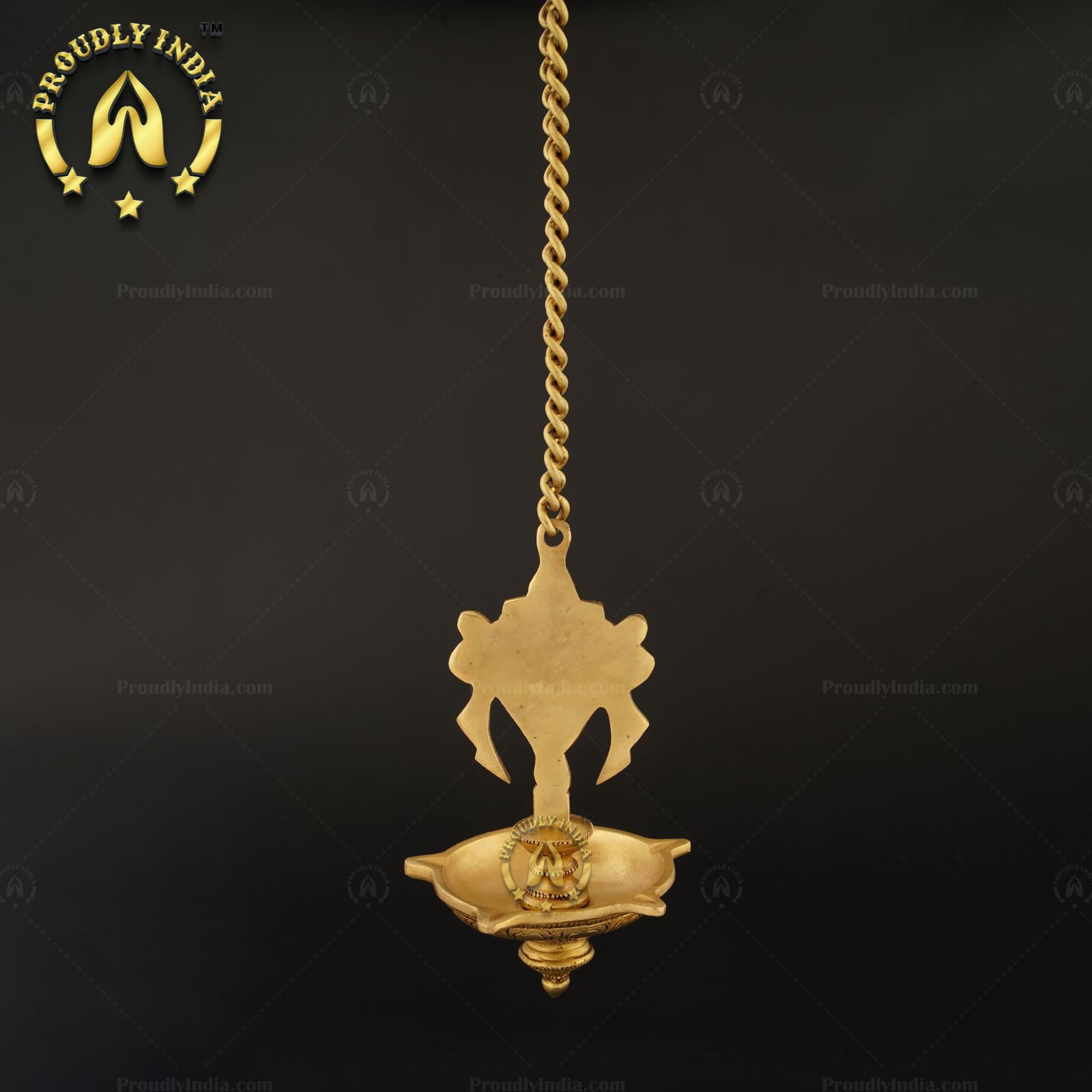 Traditional Brass Wall Hanging 5 Wicks Sangu Chakra Diya.