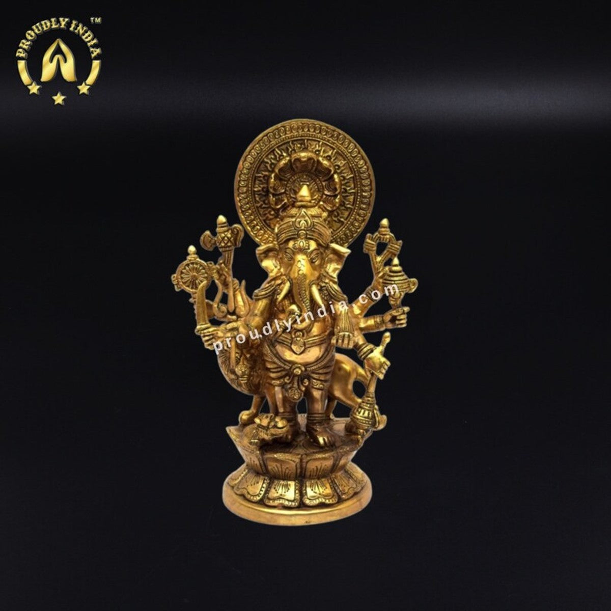 Elegant 11.5 Inch Brass Ganesh Statue