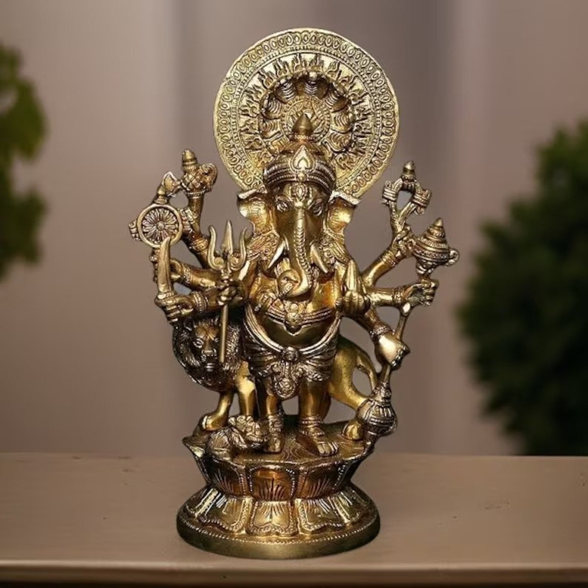Elegant 11.5 Inch Brass Ganesh Statue