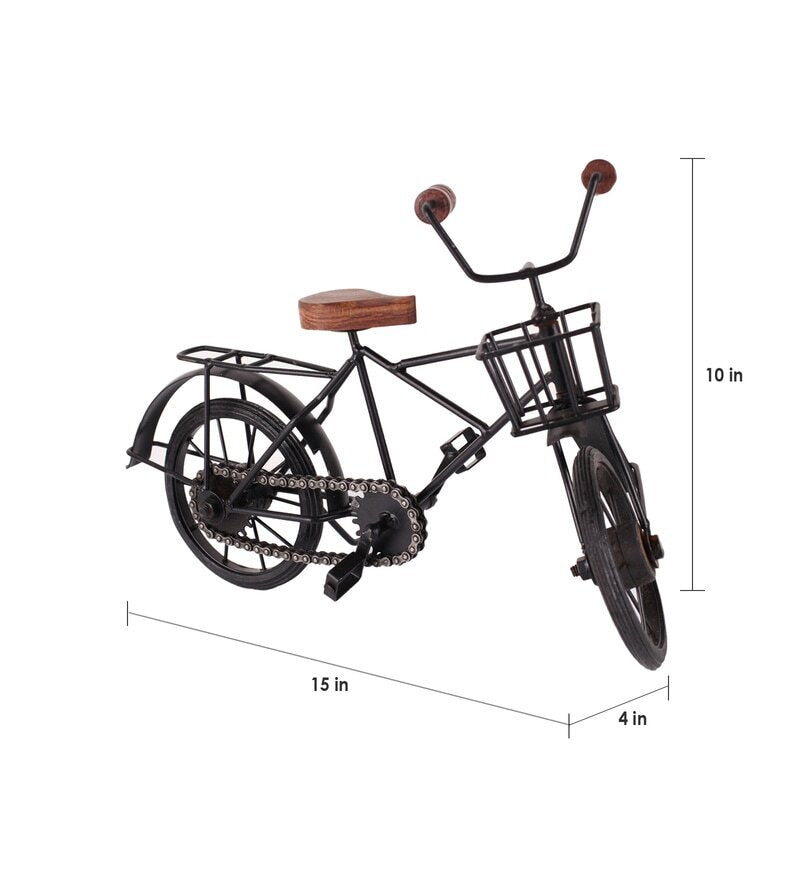 Brown & Black Wood & Metal Vintage Cycle Showpiece