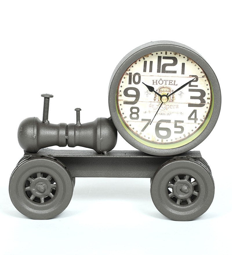 Cannon Rustic Vintage Table Clock In Black Iron