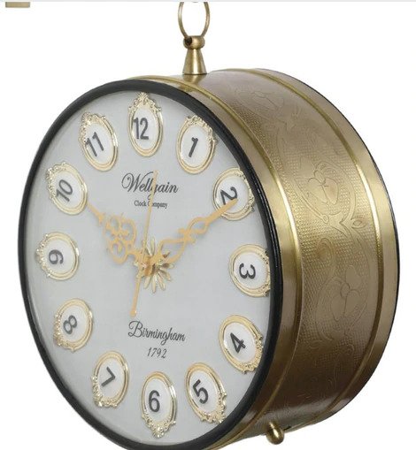 Gold Wrought Iron 12 Inch Dial Double Sided Victoria Platform Clock
