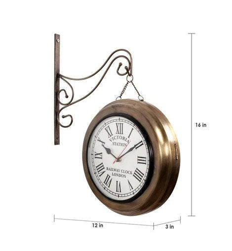 Copper Metal Chain Hanging Antique Victoria Double Sided Clock