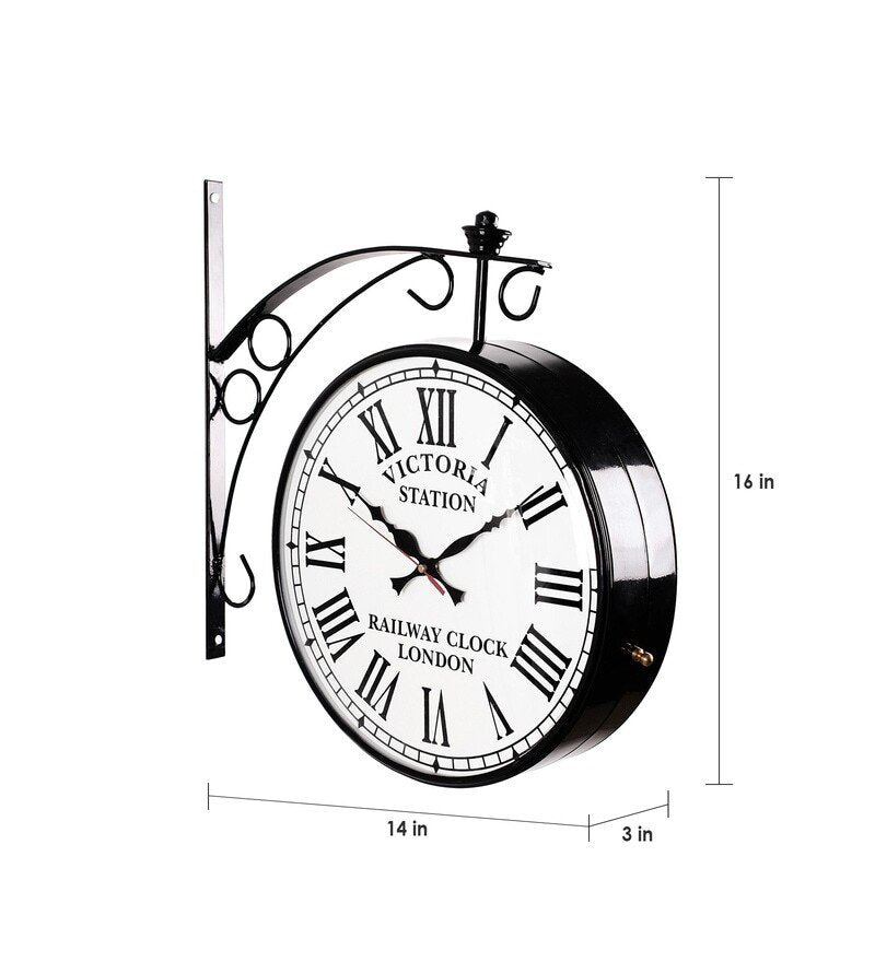 Black Iron Glossy Victoria Double Sided Wall Clock