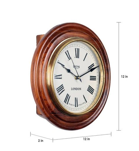 Brown Solid Wood Open Escapement Analog Wall Clock