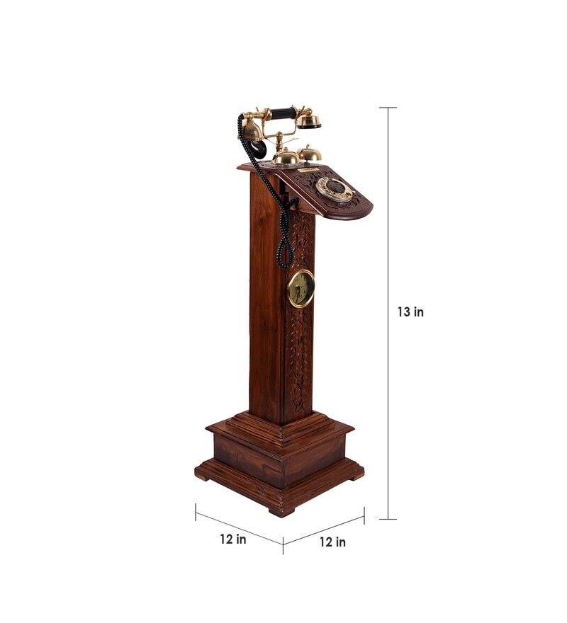 Tower Rotatory Dial Antique Telephone With Clock