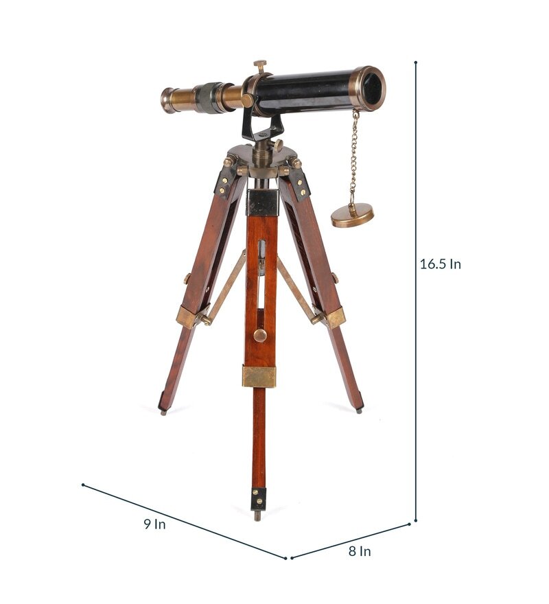 Brown And Brass Telescope With Tripod Stand