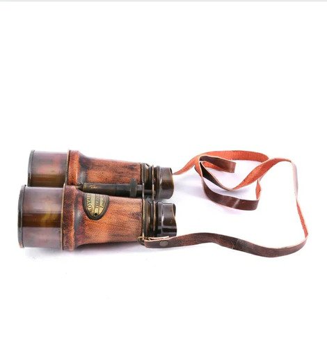Brown Leather Wrapped Royal Brass Binocular