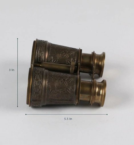 Brass Brown Binoculars With Leather Pouch