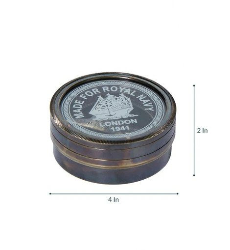 Brass Royal Navy 1941 Compass With Leather Pouch