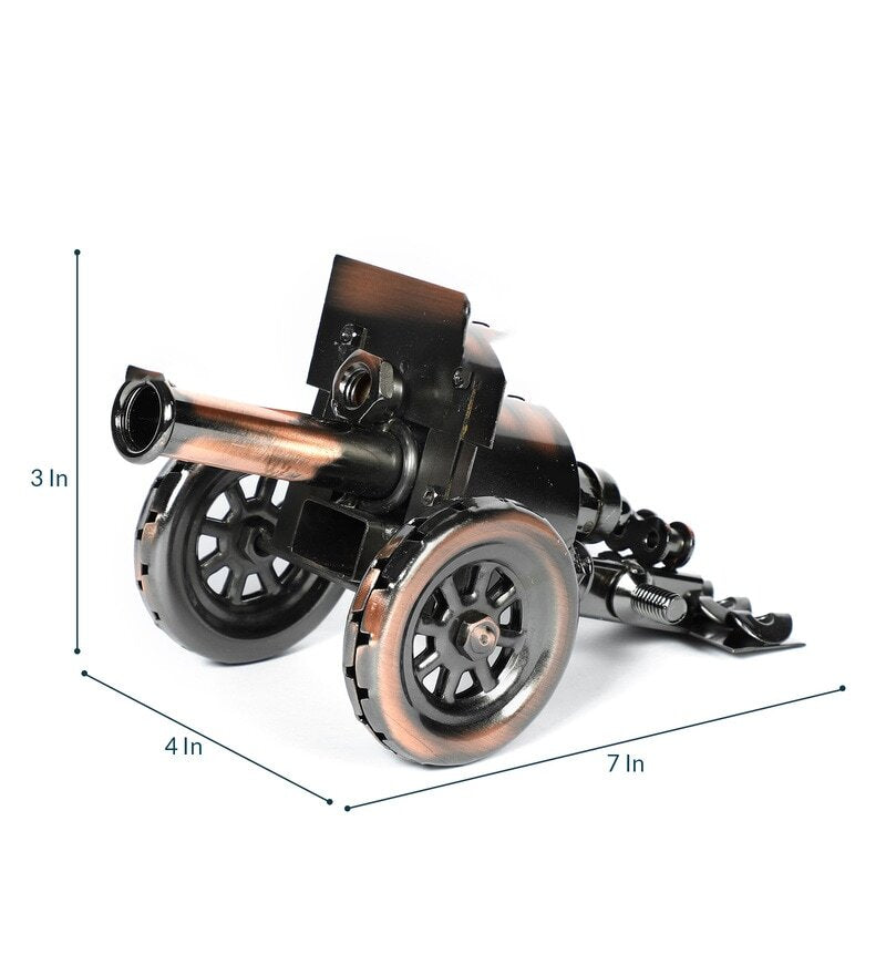 Copper And Black Metal Canon Miniature Showpiece